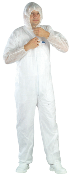Combinaison SPP 30g blanc, cagoule, glissière (CARTON DE 50)